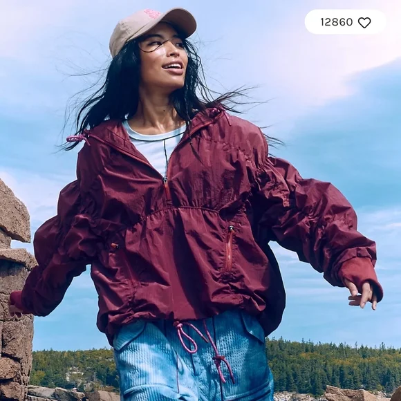 Free People Movement Happy Camper Ruched Jacket Wind Breaker Pullover - Picture 1 of 14